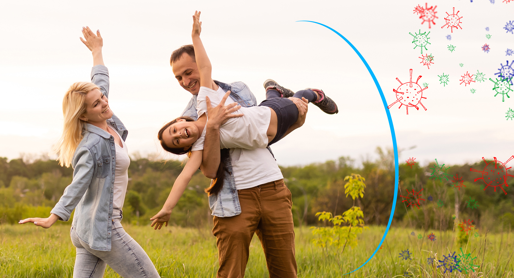 family with virtual barrier as virus protection AdobeStock